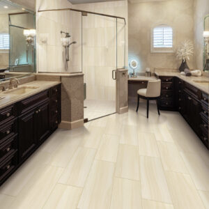 wood-look tile in bathroom | Homespun Furniture | Riverview, MI