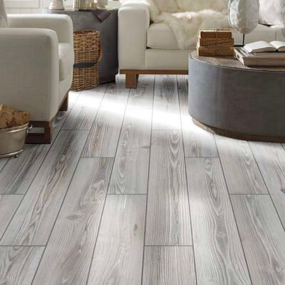 Wood-look tile flooring in living room | Homespun Furniture | Riverview, MI