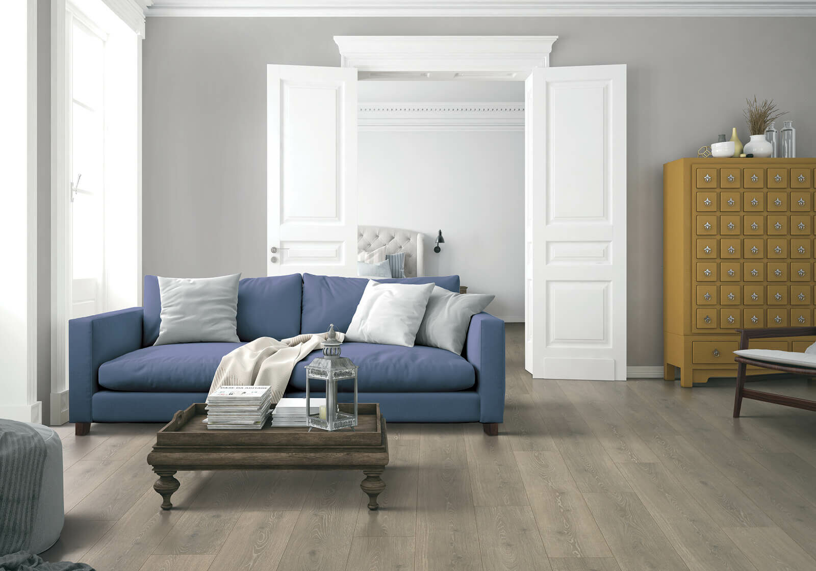 wood-look laminate flooring in living room | Homespun Furniture | Riverview, MI